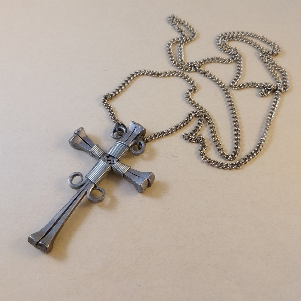 Silver Cross Pendant Necklace - Picture 6 of 9